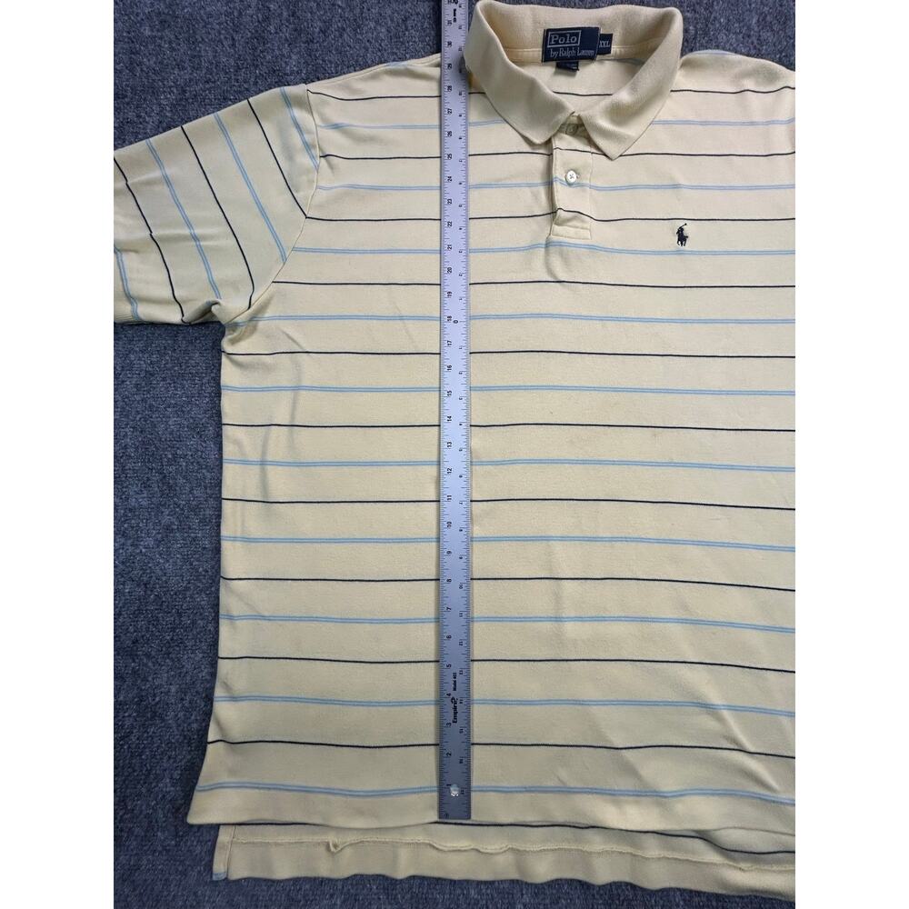 Modern Polo Ralph Lauren Men's XXL Cream Striped Short Sleeve Polo Shirt Cotton - Picture 6 of 7